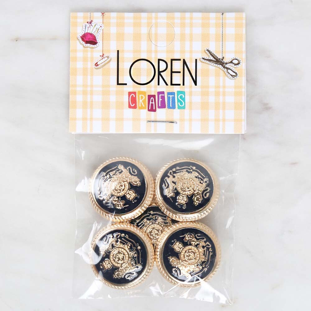 Loren Crafts 5'li Sarı Metal, Blazer Ceket Düğmesi Lacivert - 1817